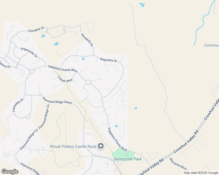 map of restaurants, bars, coffee shops, grocery stores, and more near 1885 Rhodonite Court in Castle Rock