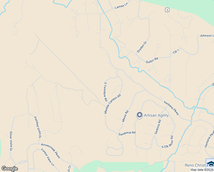 map of restaurants, bars, coffee shops, grocery stores, and more near 2120 South Tesuque Road in Reno