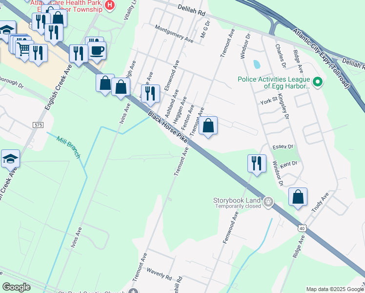 map of restaurants, bars, coffee shops, grocery stores, and more near 6227 East Black Horse Pike in Egg Harbor Township