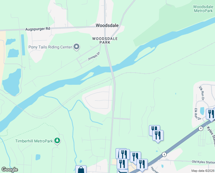 map of restaurants, bars, coffee shops, grocery stores, and more near 5101 River Ridge Lane in Butler County
