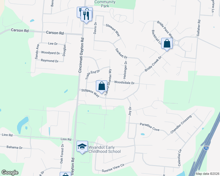 map of restaurants, bars, coffee shops, grocery stores, and more near 950 Tam-O-Shanter Way in Monroe
