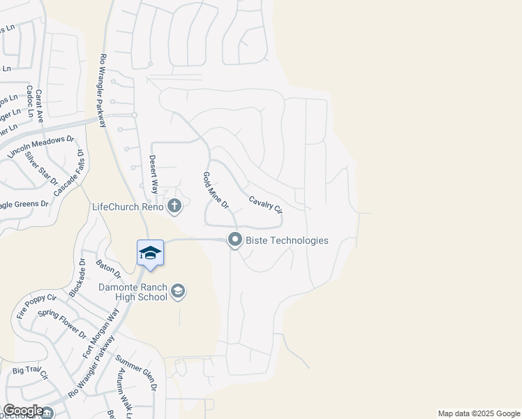 map of restaurants, bars, coffee shops, grocery stores, and more near 10255 Cavalry Circle in Reno