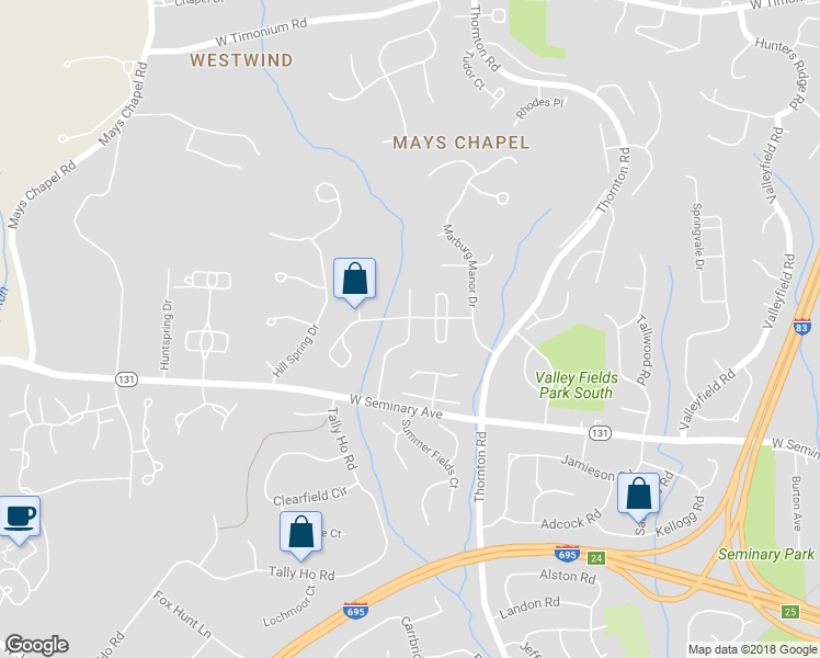 map of restaurants, bars, coffee shops, grocery stores, and more near 8521 Countrybrooke Way in Lutherville-Timonium