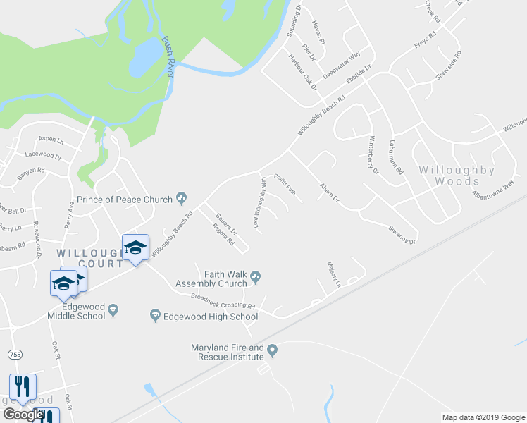 map of restaurants, bars, coffee shops, grocery stores, and more near 2803 Captains Cove Ct in Edgewood