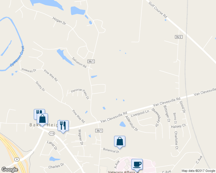 map of restaurants, bars, coffee shops, grocery stores, and more near 942 Needy Road in Martinsburg