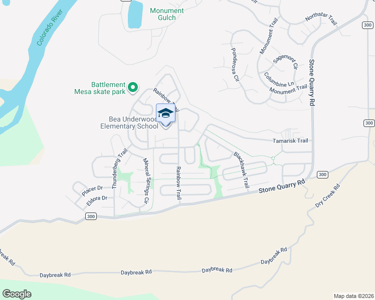 map of restaurants, bars, coffee shops, grocery stores, and more near 158 Queen City Circle in Battlement Mesa