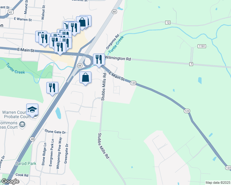 map of restaurants, bars, coffee shops, grocery stores, and more near 1065 East Main Street in Lebanon