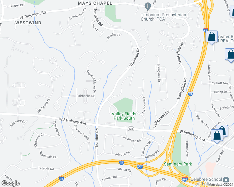 map of restaurants, bars, coffee shops, grocery stores, and more near 8644 Tower Bridge Way in Lutherville-Timonium