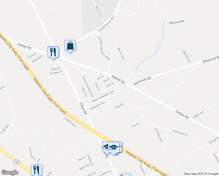 map of restaurants, bars, coffee shops, grocery stores, and more near 1st Street in Egg Harbor Township