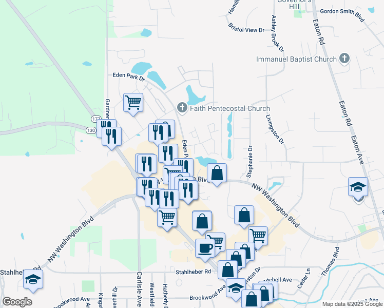 map of restaurants, bars, coffee shops, grocery stores, and more near 10 Cove Court in Hamilton