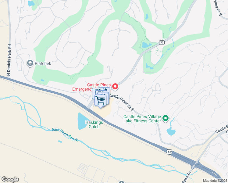 map of restaurants, bars, coffee shops, grocery stores, and more near 688 West Happy Canyon Road in Castle Rock