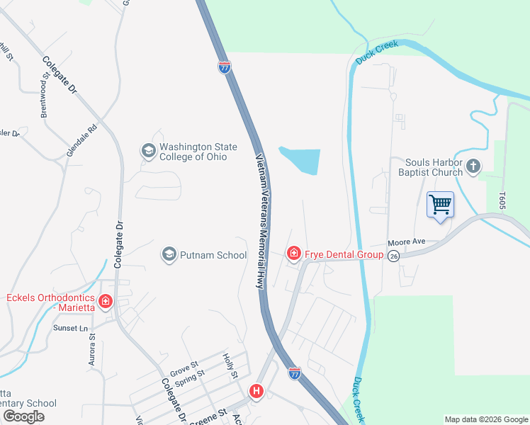 map of restaurants, bars, coffee shops, grocery stores, and more near Vietnam Veterans Memorial Highway in Marietta