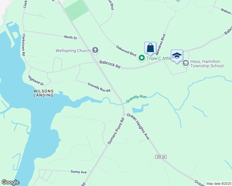 map of restaurants, bars, coffee shops, grocery stores, and more near 5025 Somers Point Road in Hamilton