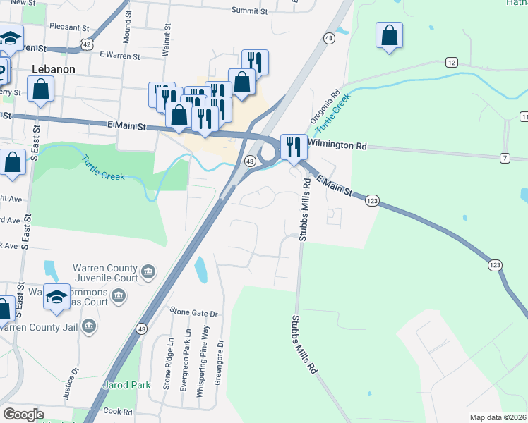 map of restaurants, bars, coffee shops, grocery stores, and more near 923B Nelson Lane in Lebanon