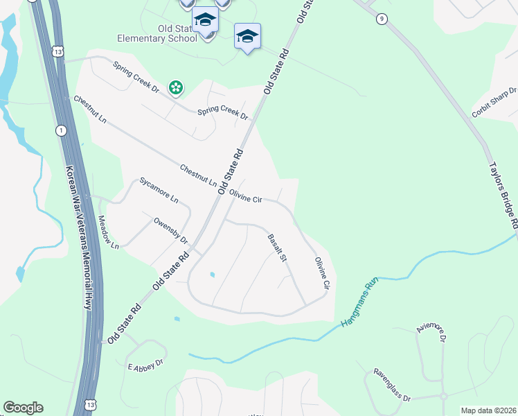 map of restaurants, bars, coffee shops, grocery stores, and more near 112 Olivine Circle in Townsend