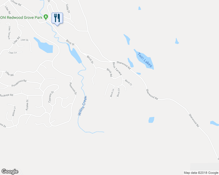 map of restaurants, bars, coffee shops, grocery stores, and more near 24181 Birch Terrace in Willits