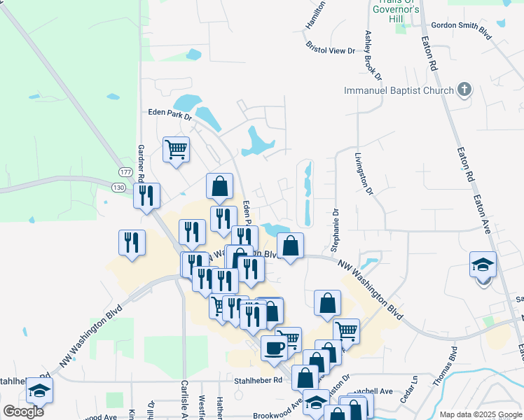 map of restaurants, bars, coffee shops, grocery stores, and more near 10 Cove Court in Hamilton