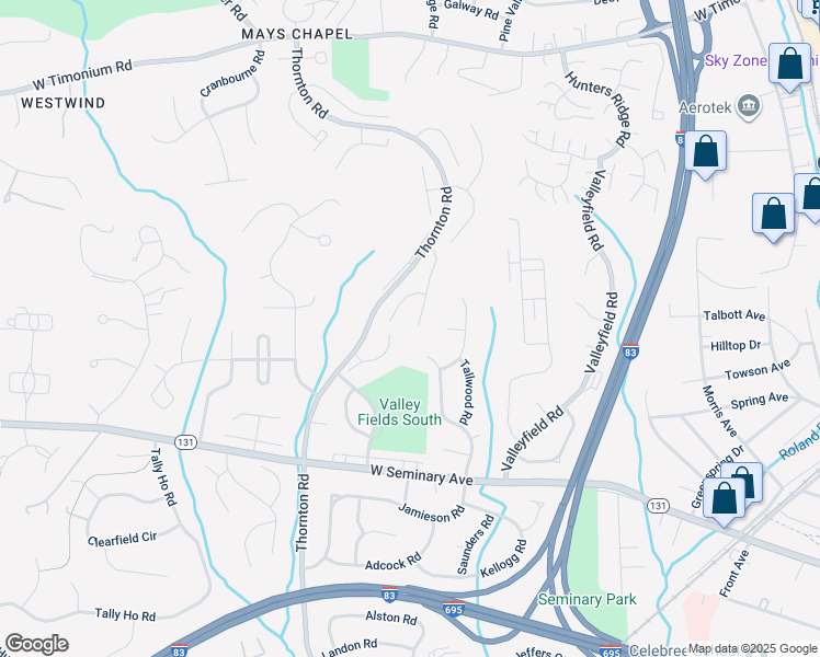 map of restaurants, bars, coffee shops, grocery stores, and more near 28 Westminster Bridge Way in Lutherville-Timonium