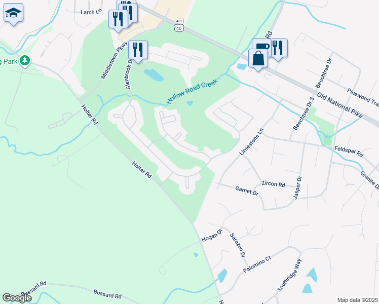 map of restaurants, bars, coffee shops, grocery stores, and more near 112 Stone Springs Lane in Middletown