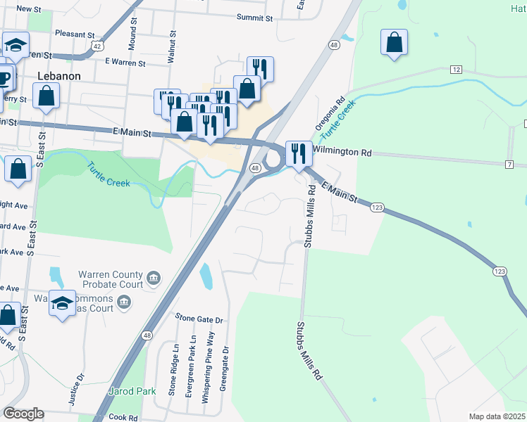 map of restaurants, bars, coffee shops, grocery stores, and more near 923B Nelson Lane in Lebanon