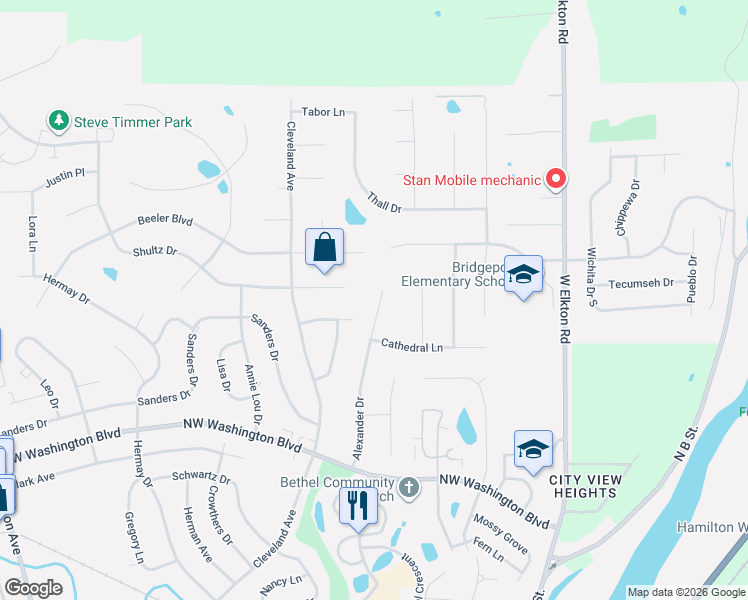 map of restaurants, bars, coffee shops, grocery stores, and more near 473 Shultz Drive in Hamilton