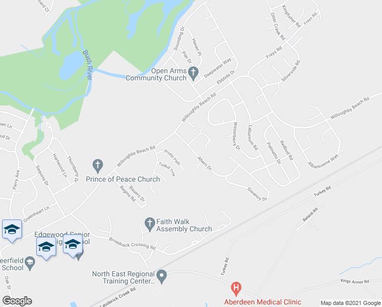 map of restaurants, bars, coffee shops, grocery stores, and more near 336 Ahern Drive in Edgewood
