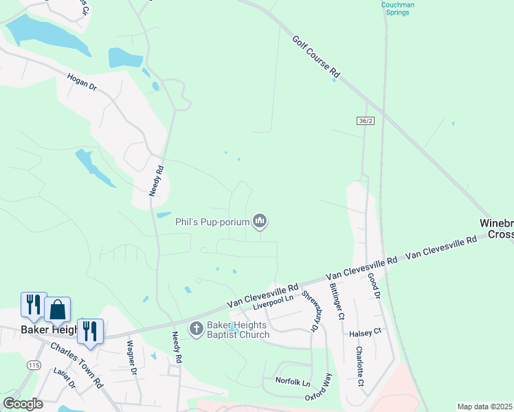map of restaurants, bars, coffee shops, grocery stores, and more near 117 Dunster Street in Berkeley County