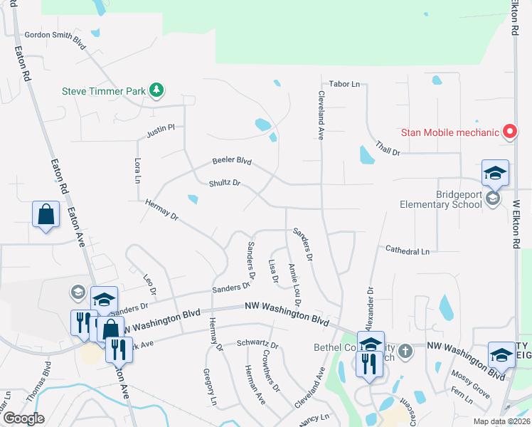 map of restaurants, bars, coffee shops, grocery stores, and more near 617 Shultz Drive in Hamilton