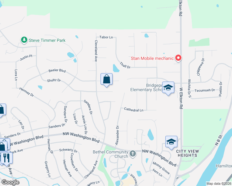 map of restaurants, bars, coffee shops, grocery stores, and more near 473 Shultz Drive in Hamilton