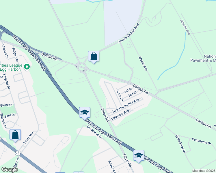 map of restaurants, bars, coffee shops, grocery stores, and more near 35 South Carolina Avenue in Egg Harbor Township