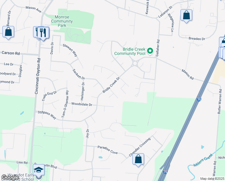 map of restaurants, bars, coffee shops, grocery stores, and more near 205 Keeneland Court in Monroe