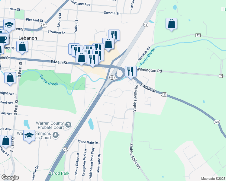 map of restaurants, bars, coffee shops, grocery stores, and more near 923B Nelson Lane in Lebanon