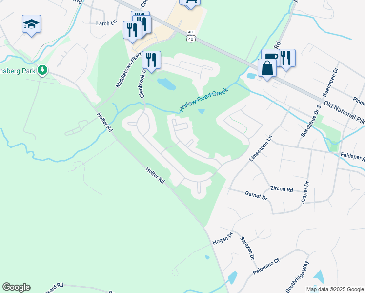 map of restaurants, bars, coffee shops, grocery stores, and more near 404 Stone Springs Lane in Middletown