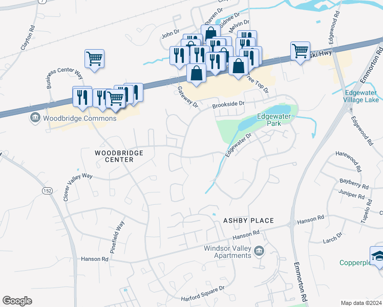 map of restaurants, bars, coffee shops, grocery stores, and more near 977 Topview Drive in Edgewood