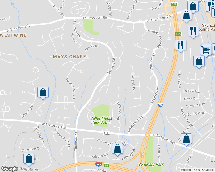 map of restaurants, bars, coffee shops, grocery stores, and more near 28 Westminster Bridge Way in Lutherville-Timonium