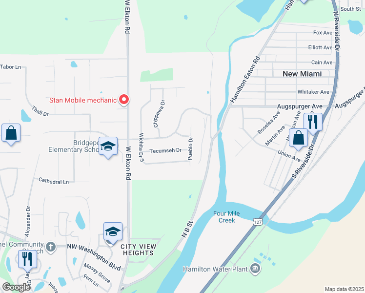 map of restaurants, bars, coffee shops, grocery stores, and more near 160 Tecumseh Drive in Hamilton