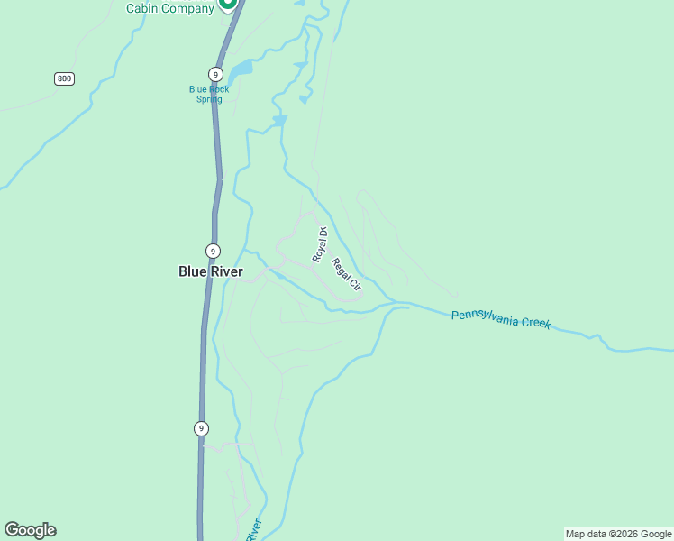 map of restaurants, bars, coffee shops, grocery stores, and more near 263 Regal Circle in Blue River