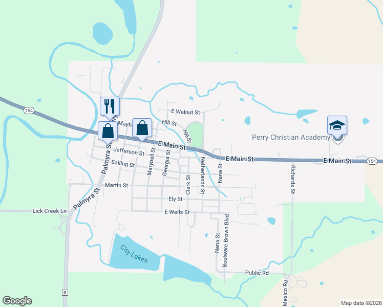 map of restaurants, bars, coffee shops, grocery stores, and more near 602-648 East Main Street in Perry