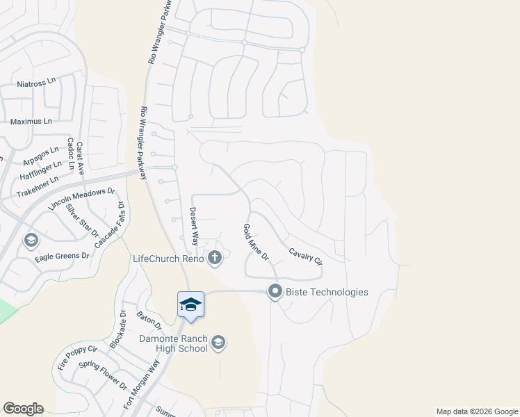 map of restaurants, bars, coffee shops, grocery stores, and more near 2700 Trail Rider Drive in Reno