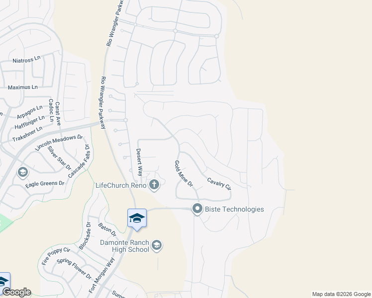 map of restaurants, bars, coffee shops, grocery stores, and more near 2700 Trail Rider Drive in Reno
