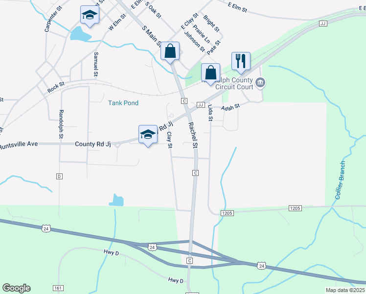 map of restaurants, bars, coffee shops, grocery stores, and more near 600 Hornet Lane in Huntsville