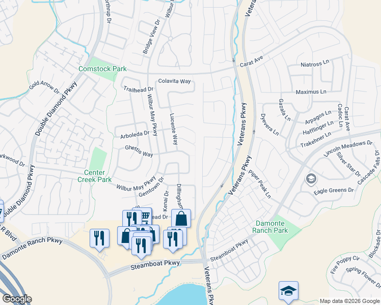 map of restaurants, bars, coffee shops, grocery stores, and more near 1860 D'Arques Court in Reno