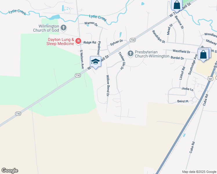 map of restaurants, bars, coffee shops, grocery stores, and more near 1049 Willow Bend Drive in Wilmington