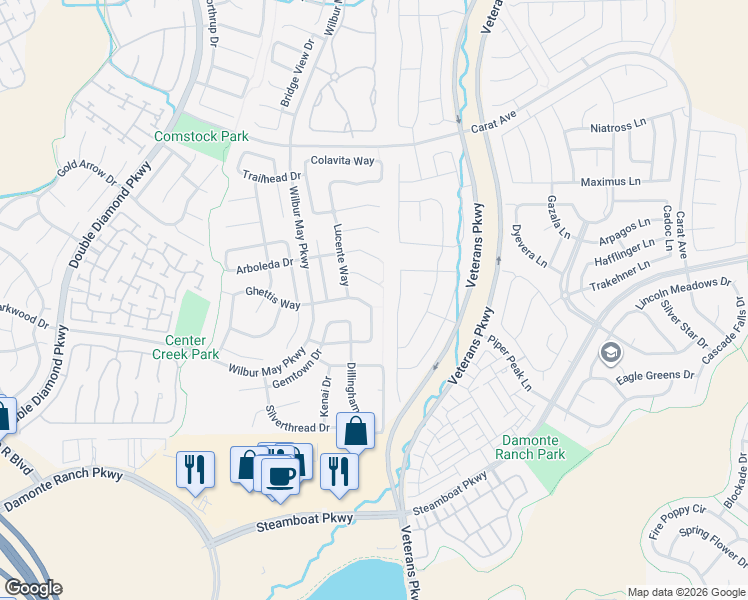 map of restaurants, bars, coffee shops, grocery stores, and more near 1860 D'Arques Court in Reno