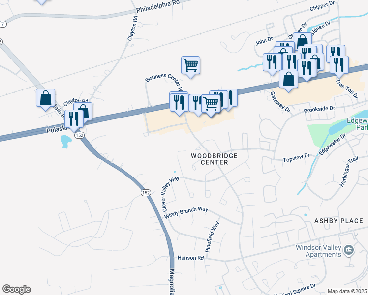 map of restaurants, bars, coffee shops, grocery stores, and more near 964 N Angel Valley Ct in Edgewood