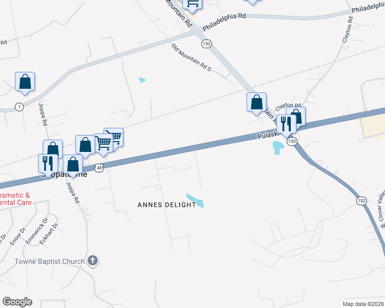 map of restaurants, bars, coffee shops, grocery stores, and more near 851 Pulaski Highway in Harford County