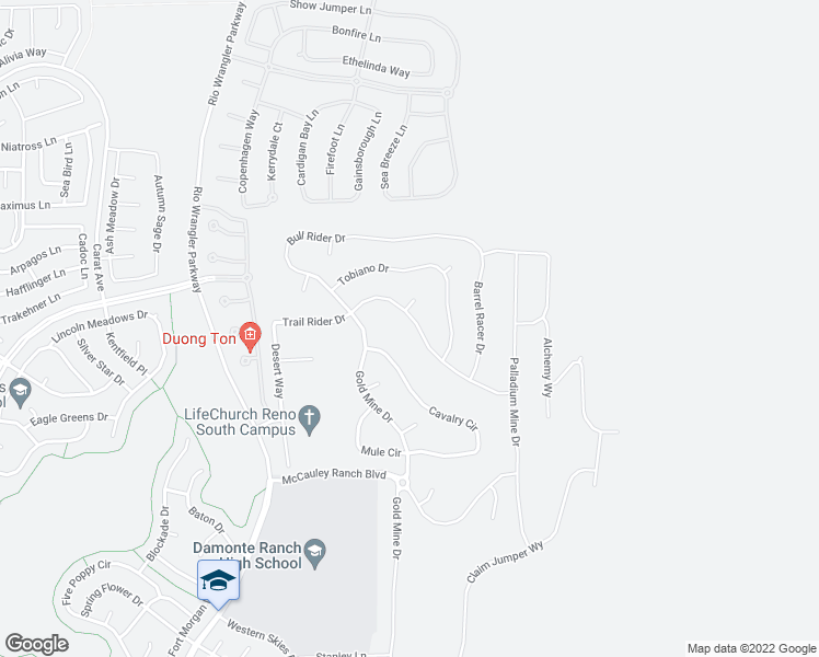 map of restaurants, bars, coffee shops, grocery stores, and more near 2770 Trail Rider Drive in Reno