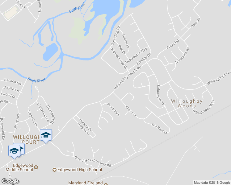 map of restaurants, bars, coffee shops, grocery stores, and more near 2901 Willoughby Beach Road in Edgewood