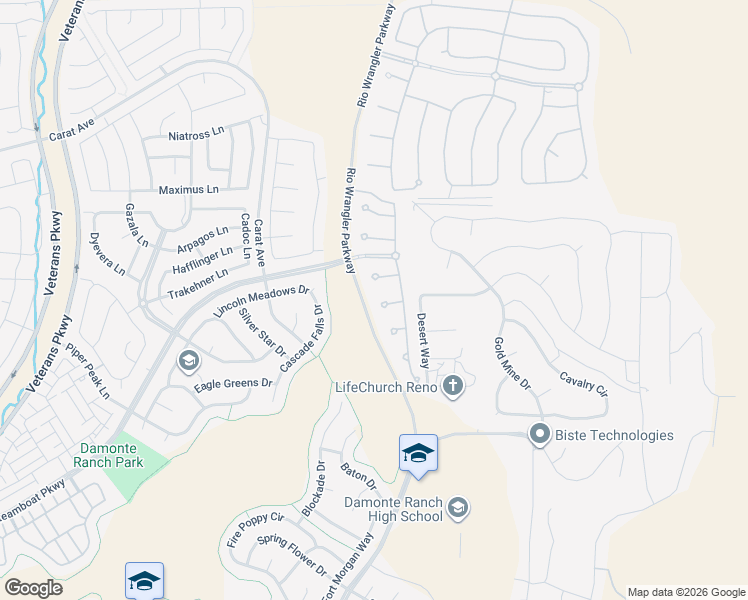 map of restaurants, bars, coffee shops, grocery stores, and more near 2635 Friesian Court in Reno