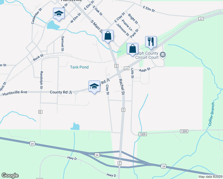 map of restaurants, bars, coffee shops, grocery stores, and more near 600 Hornet Lane in Huntsville